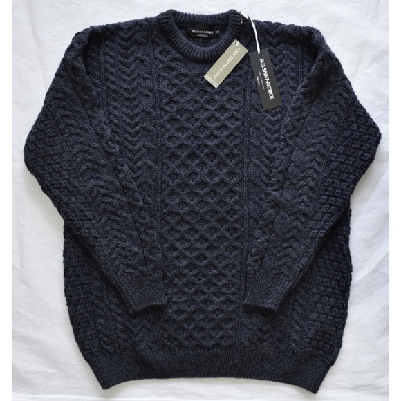 RUE SAINT-PATRICK NWT 100% WORSTED WOOL CREWNECK MIDNIGHT BLUE SWEATER. SIZE XL - Picture 6 of 8
